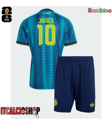 Colombia James Rodriguez #10 Seconda Maglia Bambino Mondiali 2026 Manica Corta (+ Pantaloni corti)